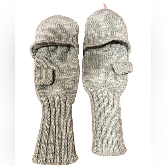 ♥️Merona Gray 100% Acrylic Gray Mitten Glove Combination One Size - Picture 2 of 3